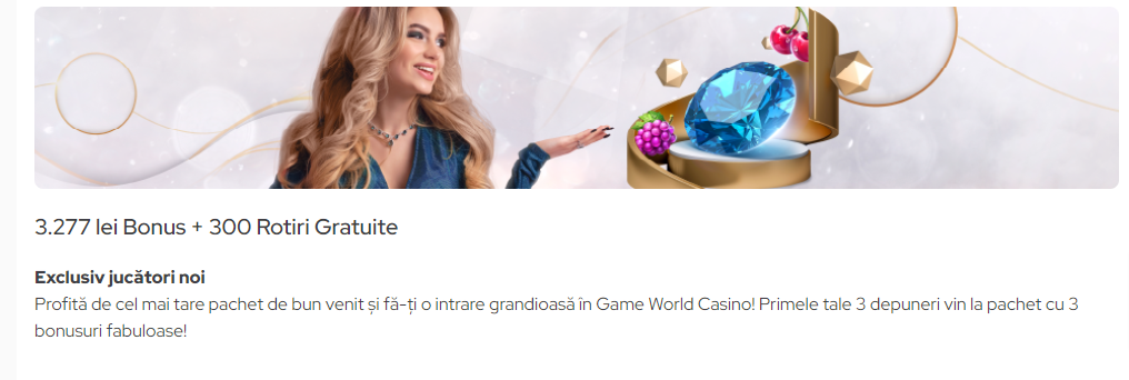 Bonusul de bun venit Game World Casino